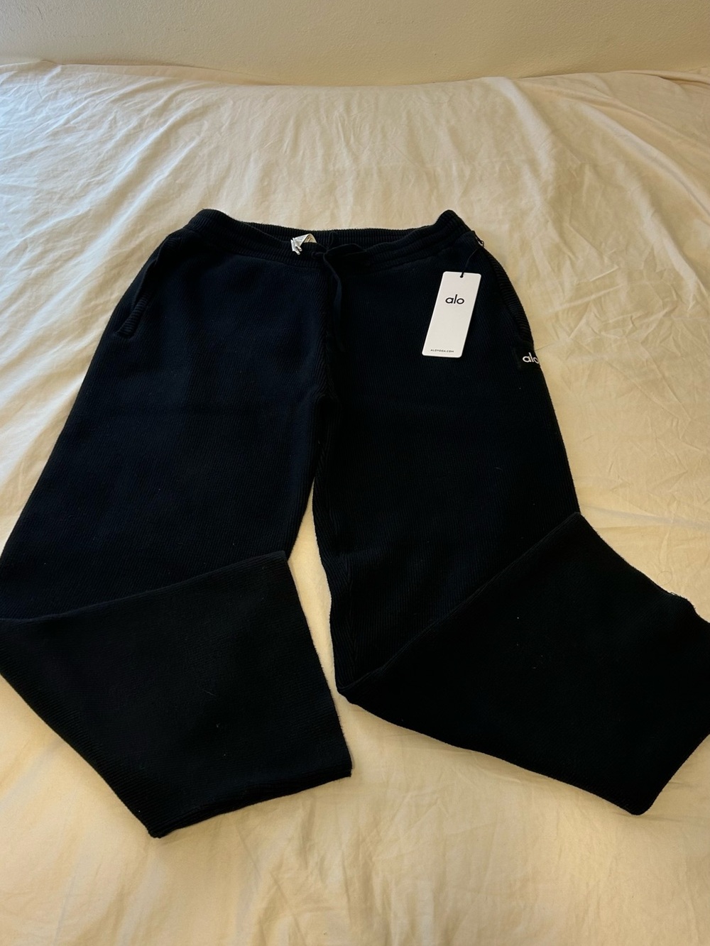 Alo Yoga Scholar Straight Leg Sweatpant Black Unisex Size L Heavyweight Knit
